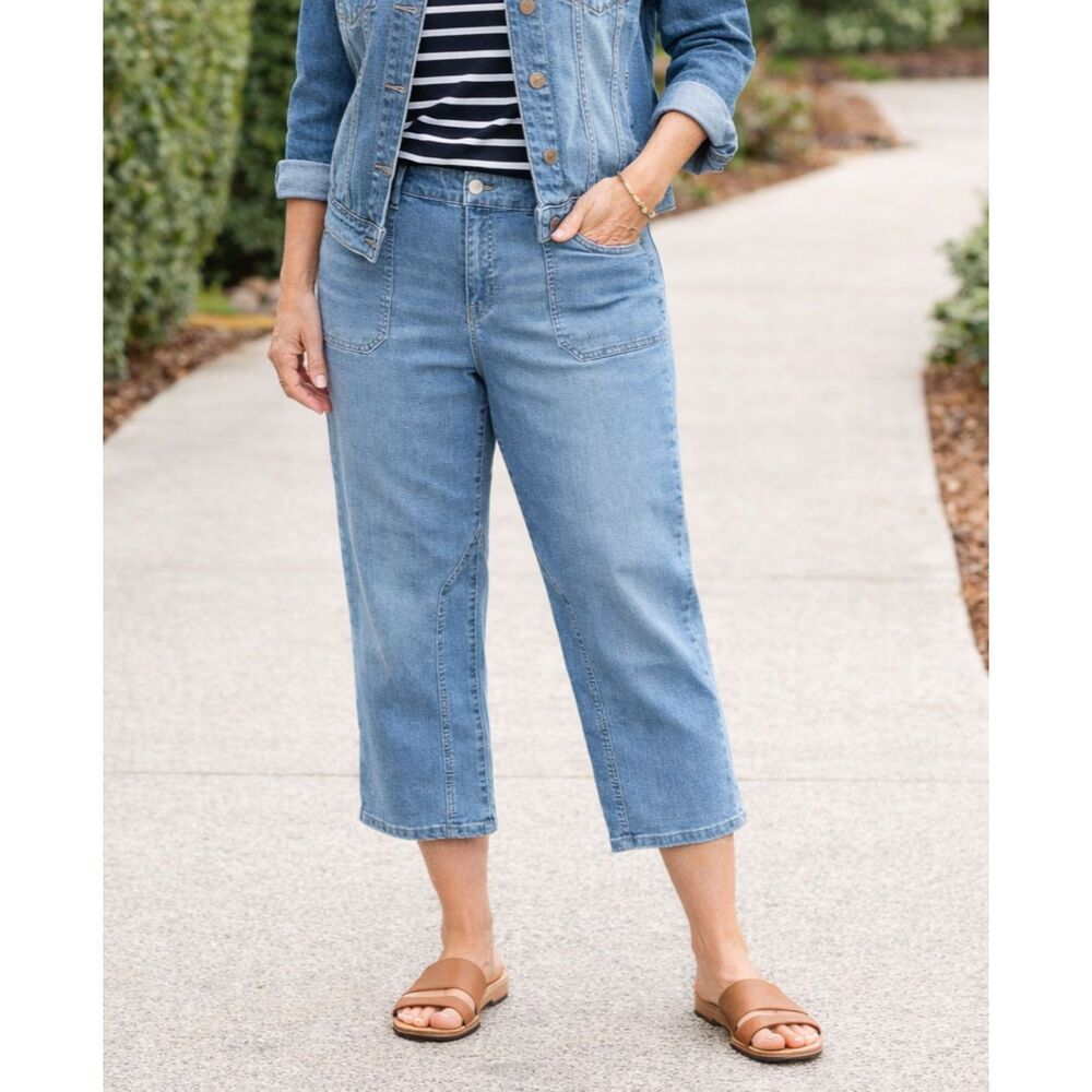 LOGO Boyfriend Cropped 16P 16 Petite Short Women's Mid Rise Stretch Jeans